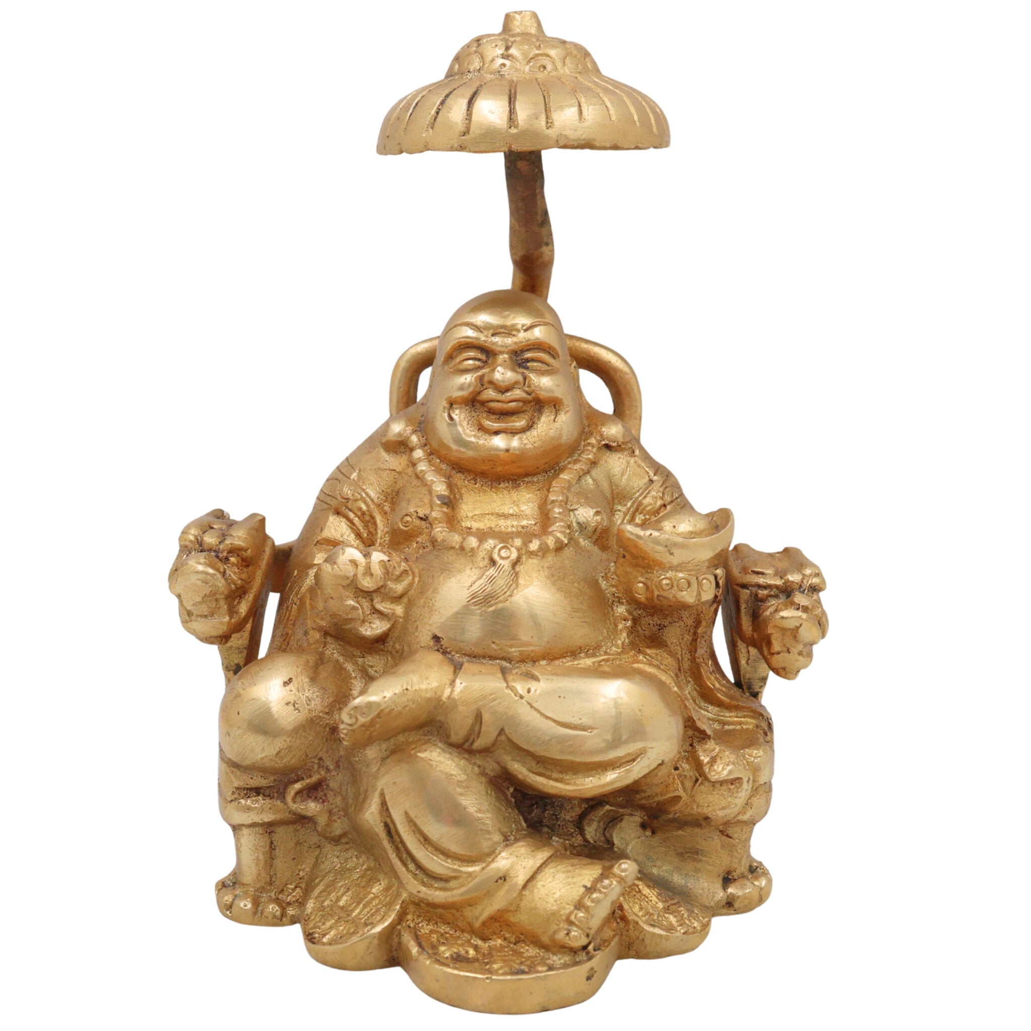 Brass Lord Kubera Idol | Kuber Murti | Kuvera Statue | Dhanapati Vigraha | Vaishravan Sculpture for Wealth, Prosperity, Pooja & Home Decor,Gold, 6 Inch, 1 Piece