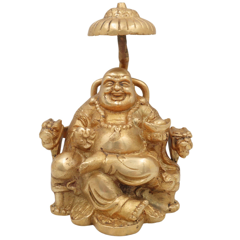 Brass Lord Kubera Idol | Kuber Murti | Kuvera Statue | Dhanapati Vigraha | Vaishravan Sculpture for Wealth, Prosperity, Pooja & Home Decor,Gold, 6 Inch, 1 Piece