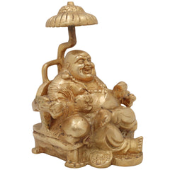 Brass Lord Kubera Idol | Kuber Murti | Kuvera Statue | Dhanapati Vigraha | Vaishravan Sculpture for Wealth, Prosperity, Pooja & Home Decor,Gold, 6 Inch, 1 Piece