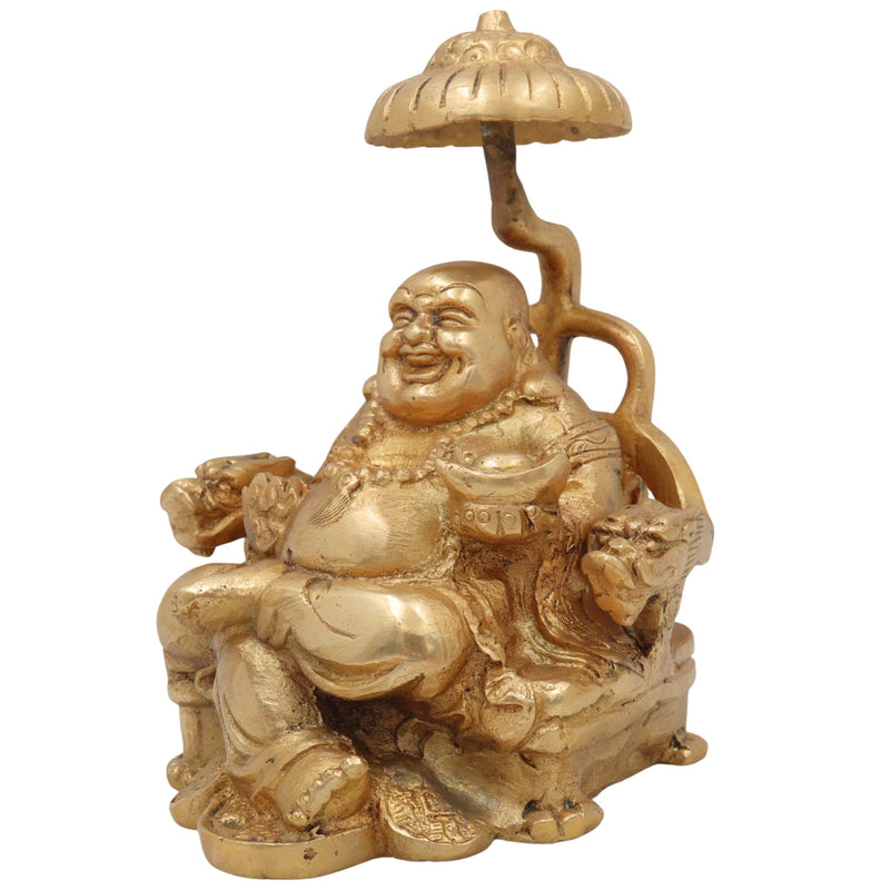 Brass Lord Kubera Idol | Kuber Murti | Kuvera Statue | Dhanapati Vigraha | Vaishravan Sculpture for Wealth, Prosperity, Pooja & Home Decor,Gold, 6 Inch, 1 Piece