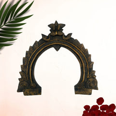 Bhunes Brass Antique Prabhavali Frame – Temple Arch Wall Hanging Prabhawali for Deity | Prabhaval Backplate for Home Mandir & Spiritual Decor, Gold, 8 Inch, 1 Piece
