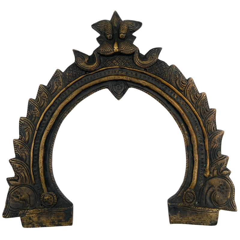 Bhunes Brass Antique Prabhavali Frame – Temple Arch Wall Hanging Prabhawali for Deity | Prabhaval Backplate for Home Mandir & Spiritual Decor, Gold, 8 Inch, 1 Piece