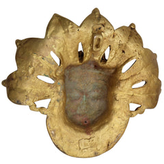 Brass Bhairava Face Idol, Kala Bhairav Murti for Pooja, Home Temple, Spiritual Decor & Protection, Gold, 9 Inch, 1 Piece