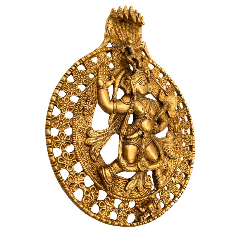 Brass Hanuman Wall Hanging Idol – Bajrang Bali Maruti Anjaneya Vayuputra Sankat Mochan Copper Finish Sculpture for Home Temple Decor, Gold, 12 Inch, 1 Piece