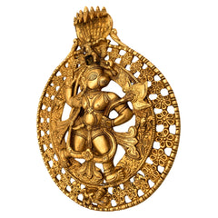Brass Hanuman Wall Hanging Idol – Bajrang Bali Maruti Anjaneya Vayuputra Sankat Mochan Copper Finish Sculpture for Home Temple Decor, Gold, 12 Inch, 1 Piece