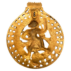 Brass Hanuman Wall Hanging Idol – Bajrang Bali Maruti Anjaneya Vayuputra Sankat Mochan Copper Finish Sculpture for Home Temple Decor, Gold, 12 Inch, 1 Piece