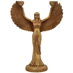 Brass Lady Candle Stand Statue | Egyptian Lady Candle Stand | Brass Phoenix Candle Holder | Brass Pari, Gold, 12 Inch, 1 Piece