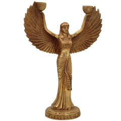 Brass Lady Candle Stand Statue | Egyptian Lady Candle Stand | Brass Phoenix Candle Holder | Brass Pari, Gold, 12 Inch, 1 Piece