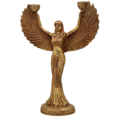 Brass Lady Candle Stand Statue | Egyptian Lady Candle Stand | Brass Phoenix Candle Holder | Brass Pari, Gold, 12 Inch, 1 Piece