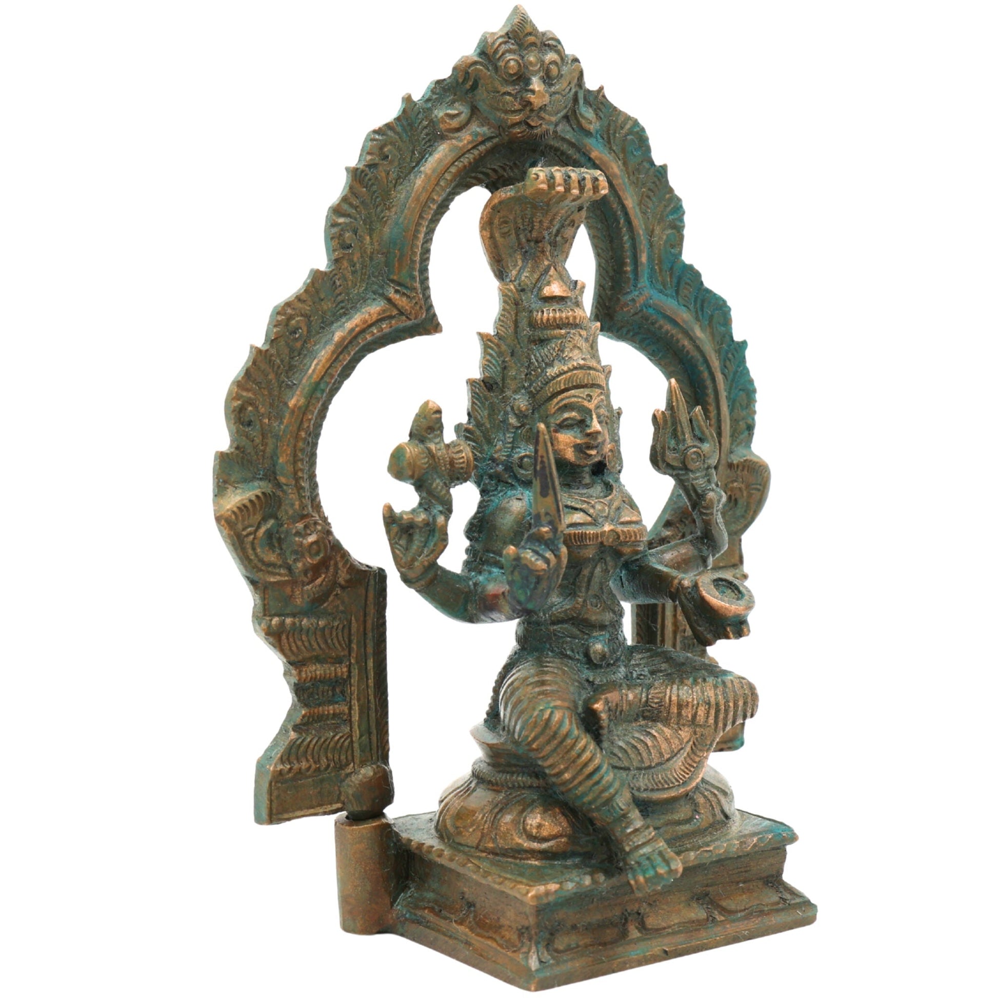 Bronze Handcrafted Mariyamman Idol | Panchaloha Mariamman Murti, Ashtadhatu Goddess Statue for Pooja, Home & Temple Decor,Gold, 5.5 Inch, 1 Piece