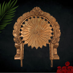 Bronze Prabhavali Idol – Panchaloha Murti, Handmade Chola Art, Temple & Pooja Halo Frame, Divine Idol Backdrop, Spiritual Aura Arch, Gold, 8.5 Inch, 1 Piece