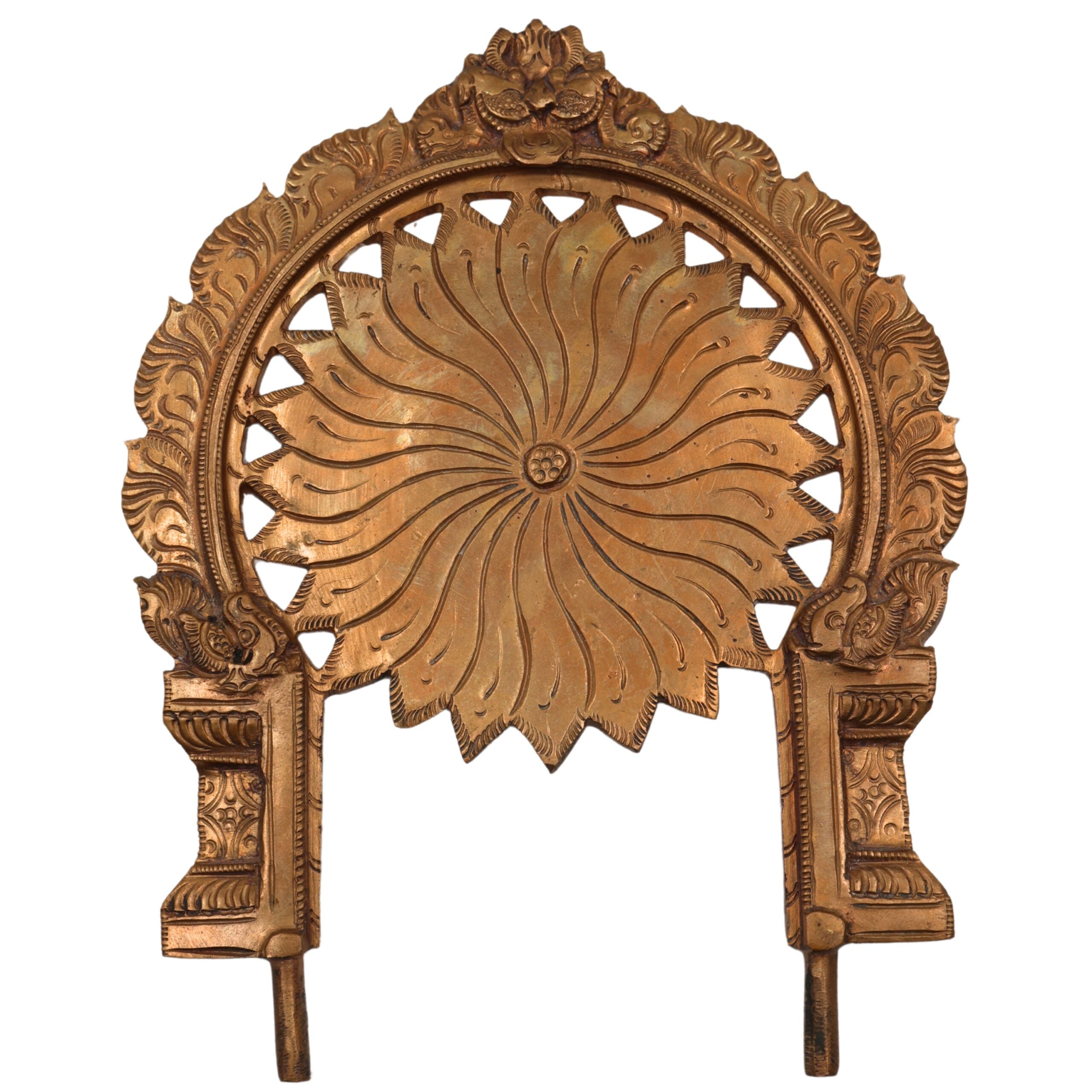 Bronze Prabhavali Idol – Panchaloha Murti, Handmade Chola Art, Temple & Pooja Halo Frame, Divine Idol Backdrop, Spiritual Aura Arch, Gold, 8.5 Inch, 1 Piece