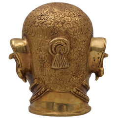 Brass Shiva Face Idol, Peetal Mahadev Mukha, Pital Bholenath Head, Handmade Rudra Mask, Gold, 6.5 Inch, 1 Piece