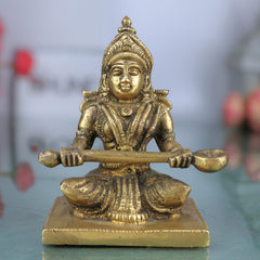Handcrafted Brass Annapurna Devi Idol | Annapoorna Mata Murti | Annapurneshwari Amman Statue for Pooja, Home & Temple Decor,Gold, 3.5 Inch, 1 Piece