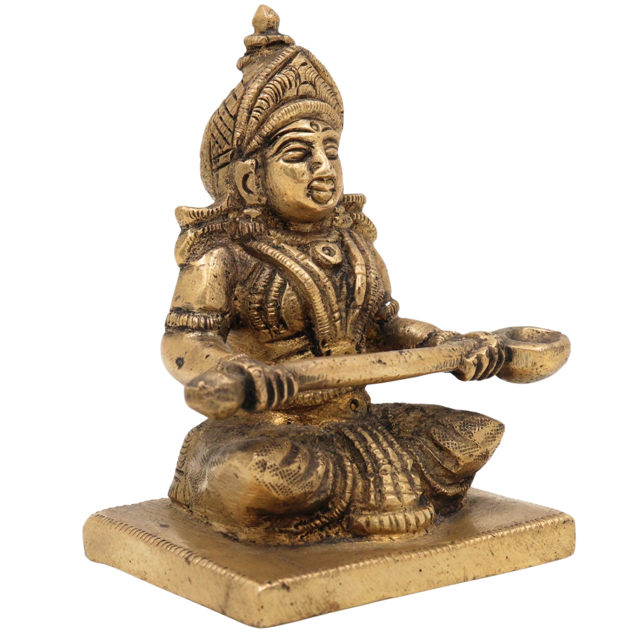 Handcrafted Brass Annapurna Devi Idol | Annapoorna Mata Murti | Annapurneshwari Amman Statue for Pooja, Home & Temple Decor,Gold, 3.5 Inch, 1 Piece