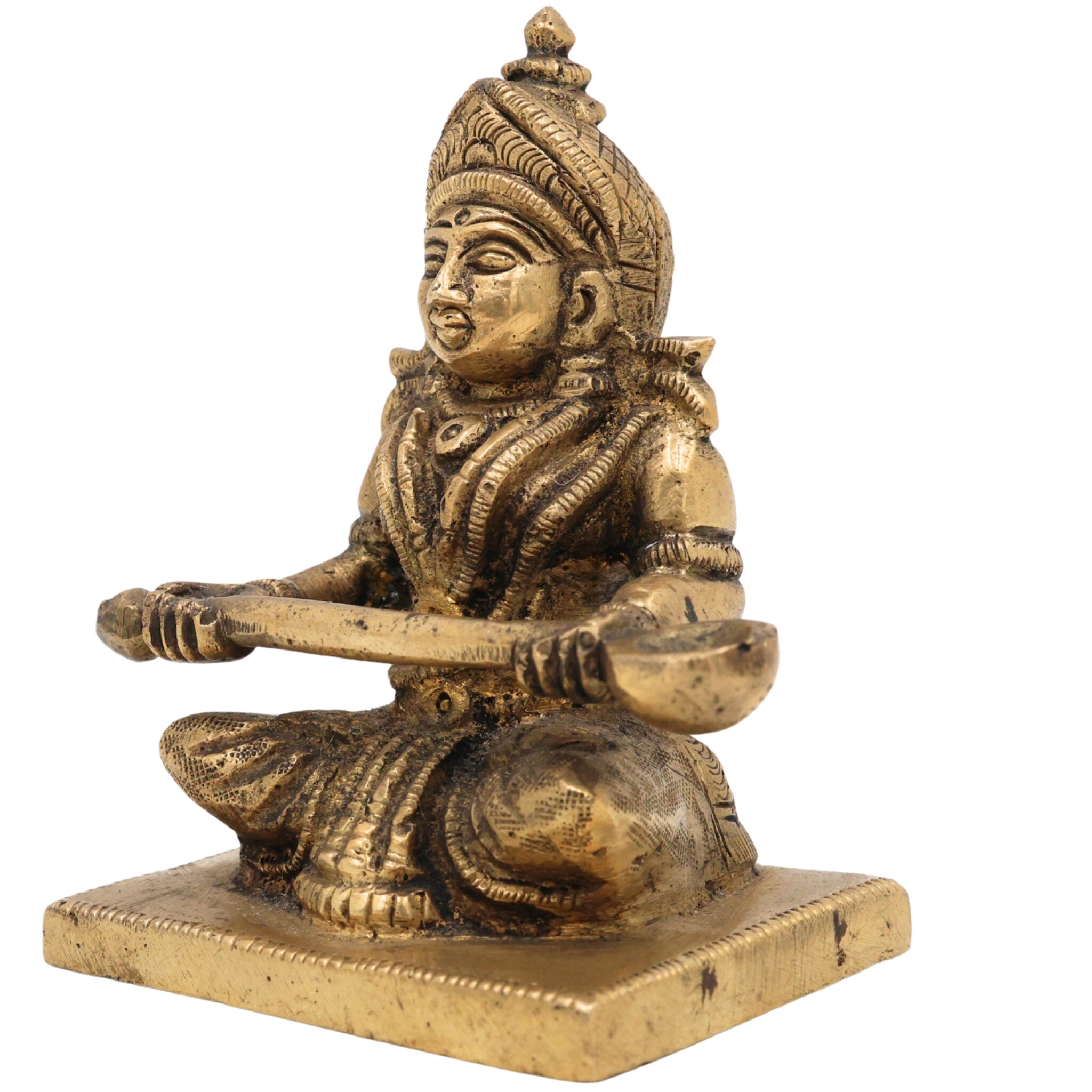 Handcrafted Brass Annapurna Devi Idol | Annapoorna Mata Murti | Annapurneshwari Amman Statue for Pooja, Home & Temple Decor,Gold, 3.5 Inch, 1 Piece