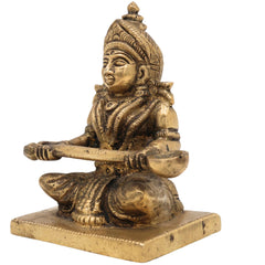 Handcrafted Brass Annapurna Devi Idol | Annapoorna Mata Murti | Annapurneshwari Amman Statue for Pooja, Home & Temple Decor,Gold, 3.5 Inch, 1 Piece