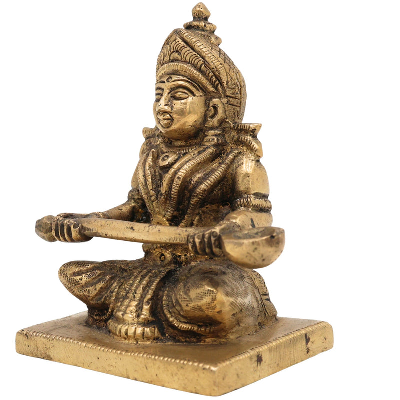 Handcrafted Brass Annapurna Devi Idol | Annapoorna Mata Murti | Annapurneshwari Amman Statue for Pooja, Home & Temple Decor,Gold, 3.5 Inch, 1 Piece