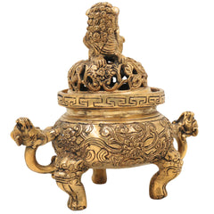 Brass Dragon Motif Bowl – Handcrafted Peetal Showpiece with Antique Gold Finish, 8 Inch