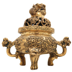 Brass Dragon Motif Bowl – Handcrafted Peetal Showpiece with Antique Gold Finish, 8 Inch