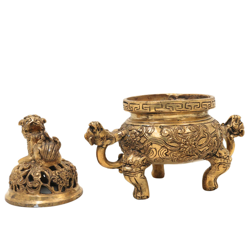 Brass Dragon Motif Bowl – Handcrafted Peetal Showpiece with Antique Gold Finish, 8 Inch
