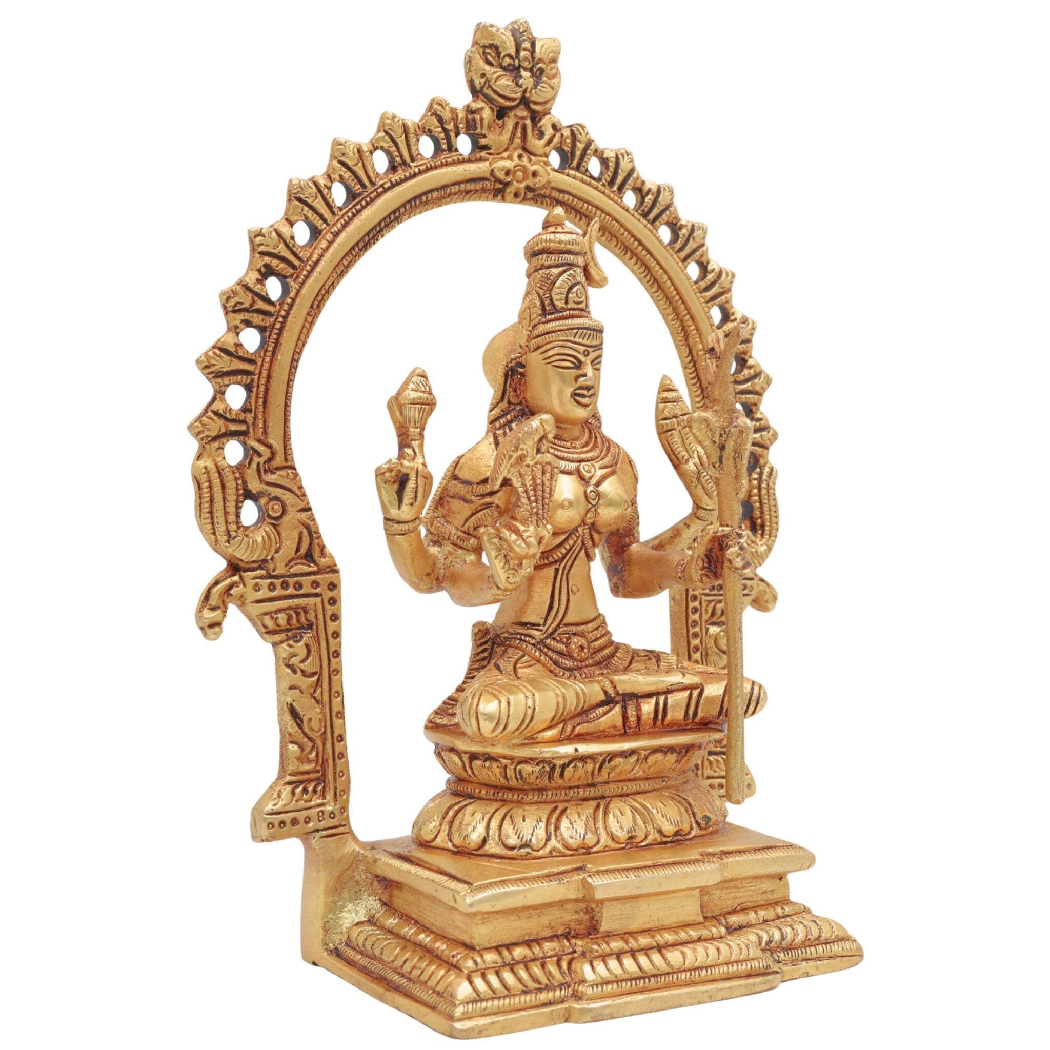 Brass Kamakshi Devi Idol – Shakti Murti for Pooja, Temple & Home Decor, Gold, 7.5 Inch, 1 Piece