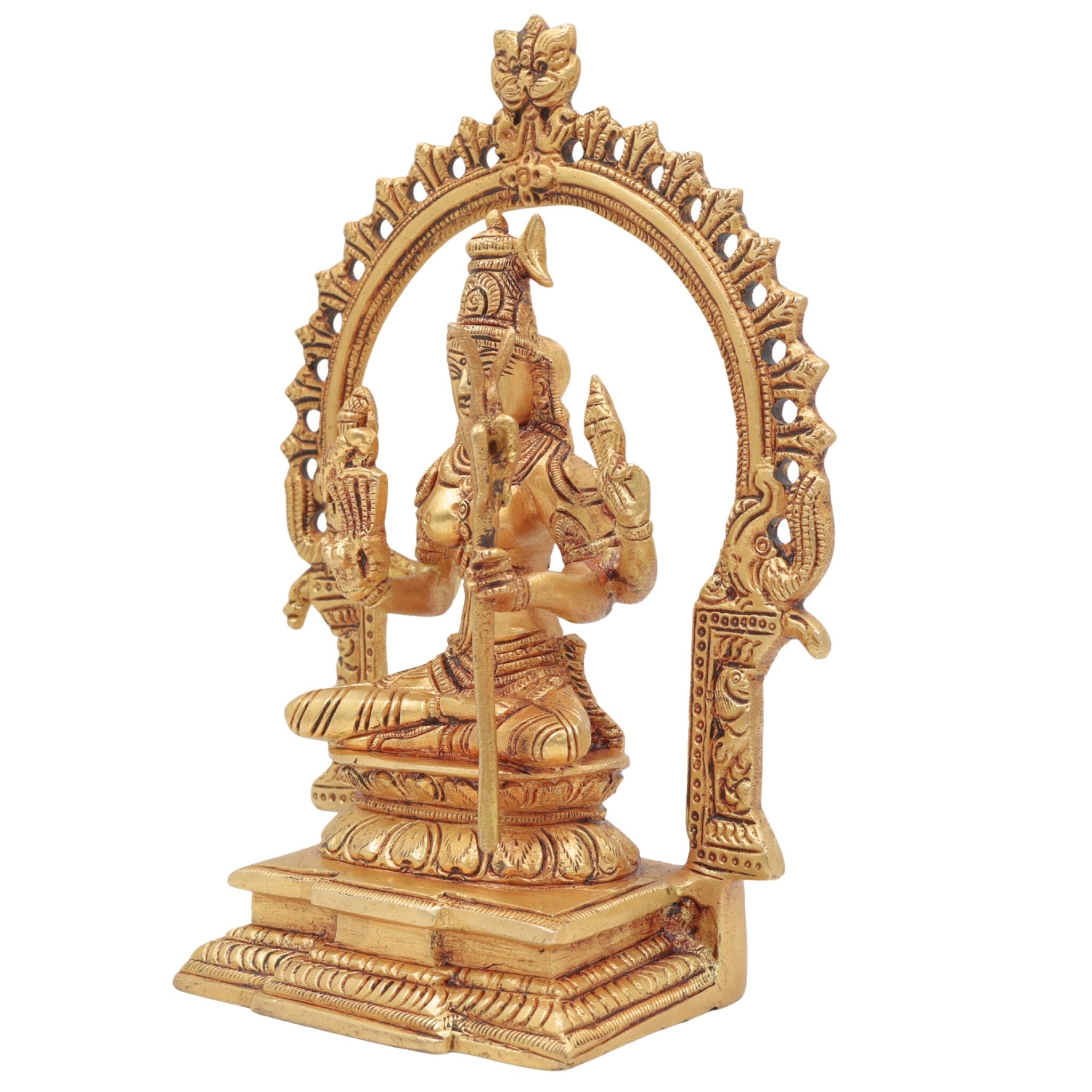 Brass Kamakshi Devi Idol – Shakti Murti for Pooja, Temple & Home Decor, Gold, 7.5 Inch, 1 Piece