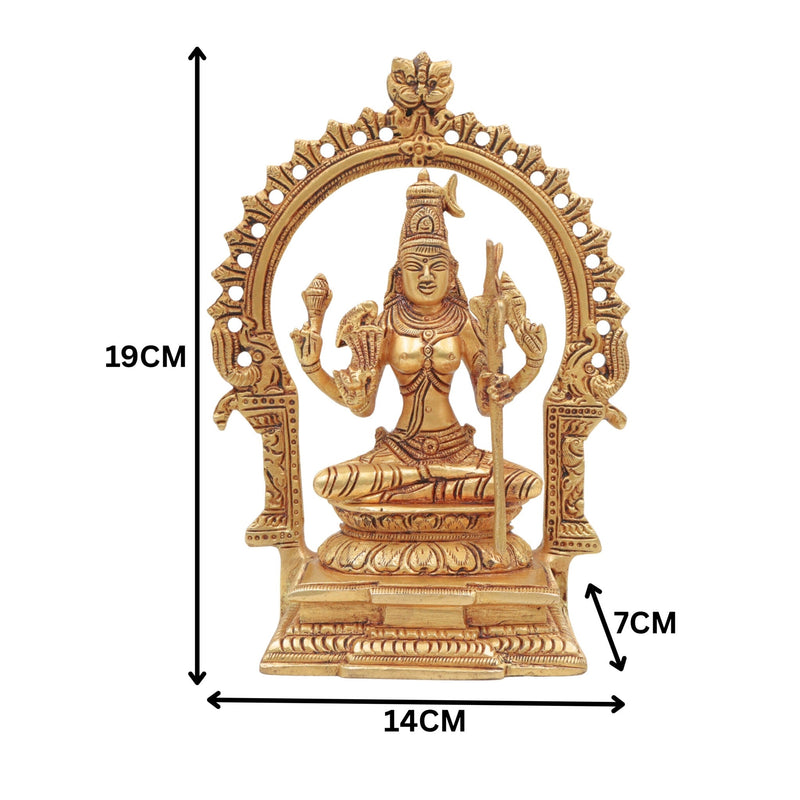 Brass Kamakshi Devi Idol – Shakti Murti for Pooja, Temple & Home Decor, Gold, 7.5 Inch, 1 Piece
