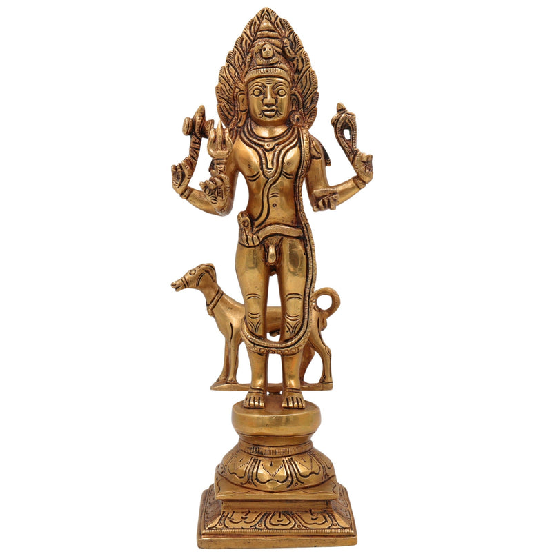 Brass Maha Kaal Bhairav Idol – Kalabhairava Statue, 11 Inch