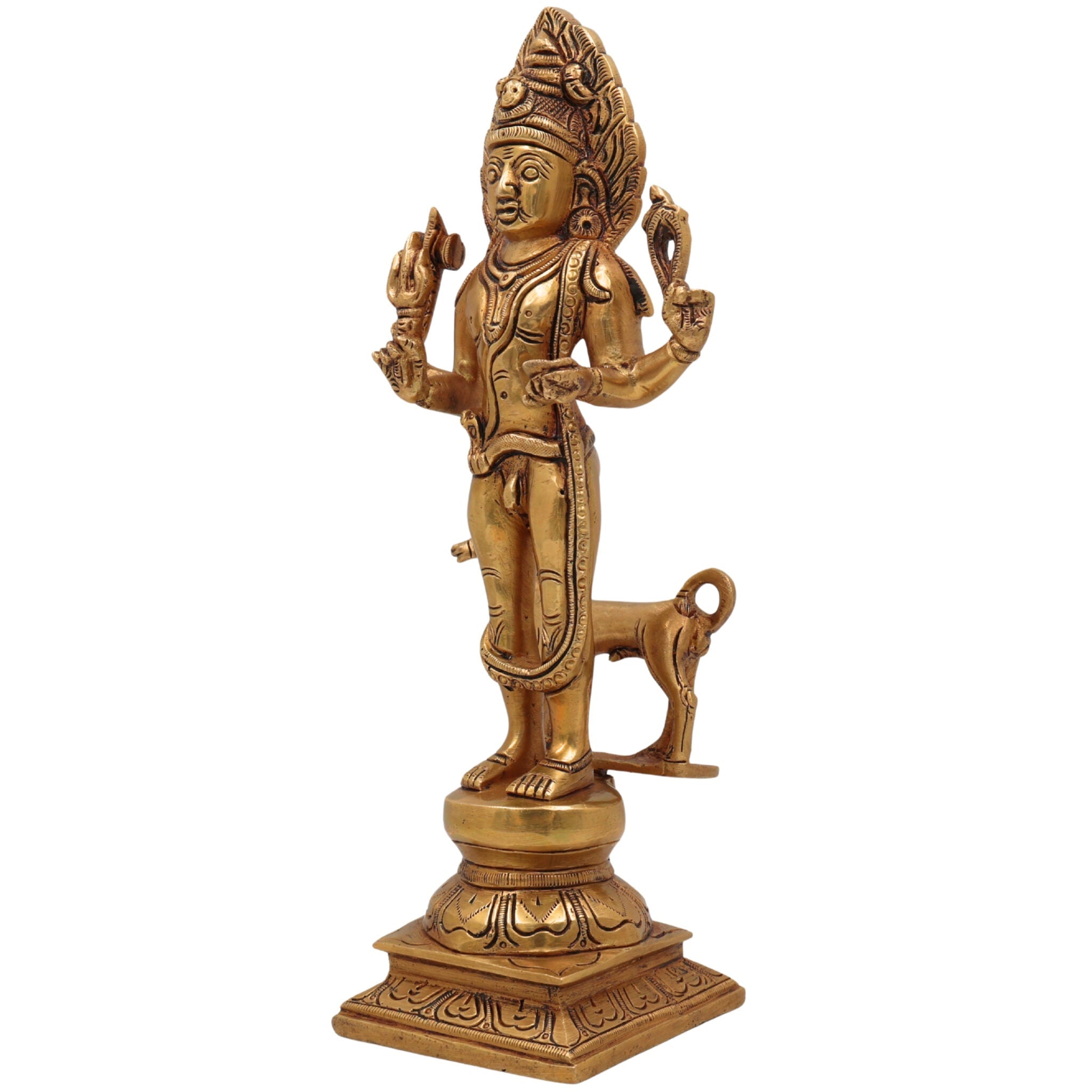 Brass Maha Kaal Bhairav Idol – Kalabhairava Statue, 11 Inch