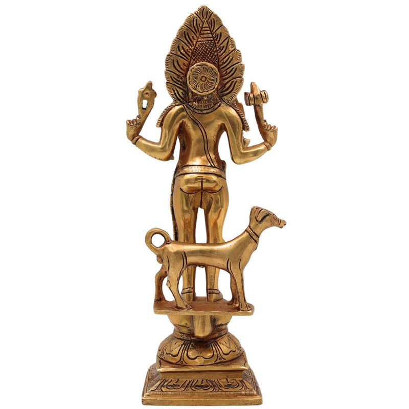 Brass Maha Kaal Bhairav Idol – Kalabhairava Statue, 11 Inch