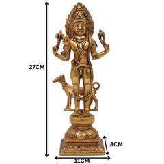 Brass Maha Kaal Bhairav Idol – Kalabhairava Statue, 11 Inch