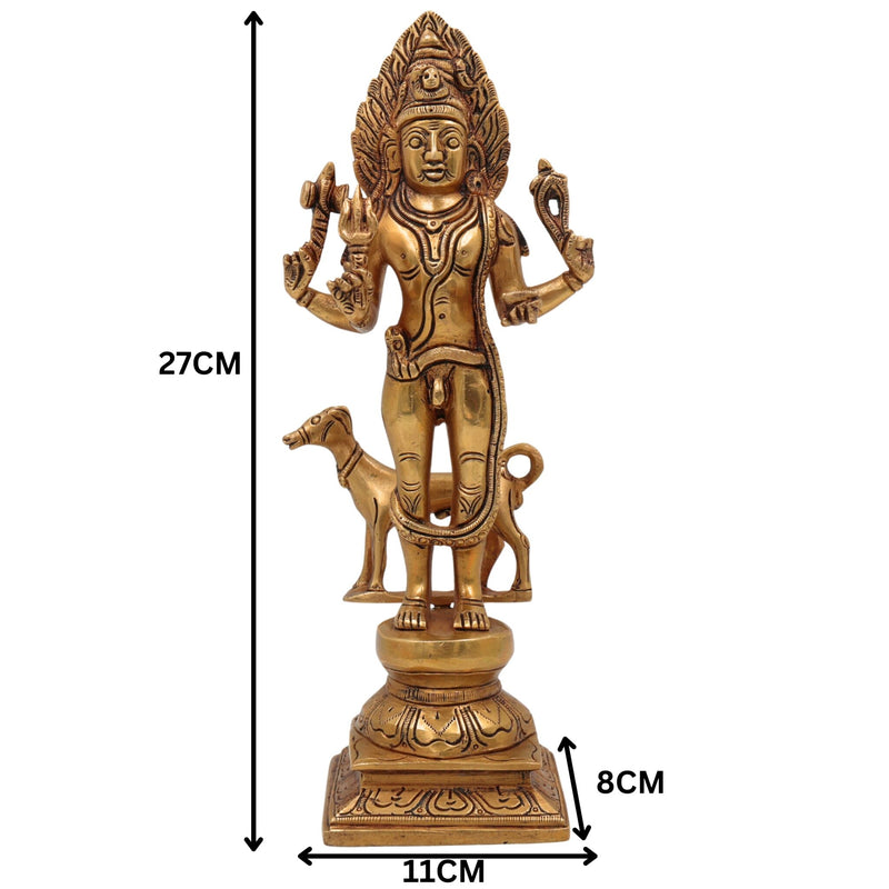Brass Maha Kaal Bhairav Idol – Kalabhairava Statue, 11 Inch