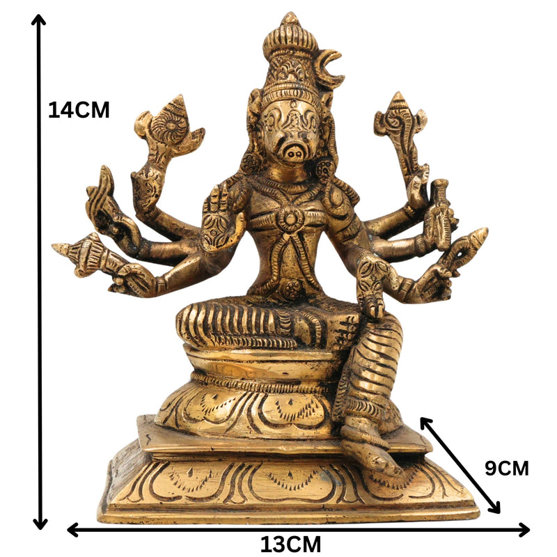 Handcrafted Brass Ashta Bhuja Varahi Devi Statue for Pooja & Temple, 5.5 Inch