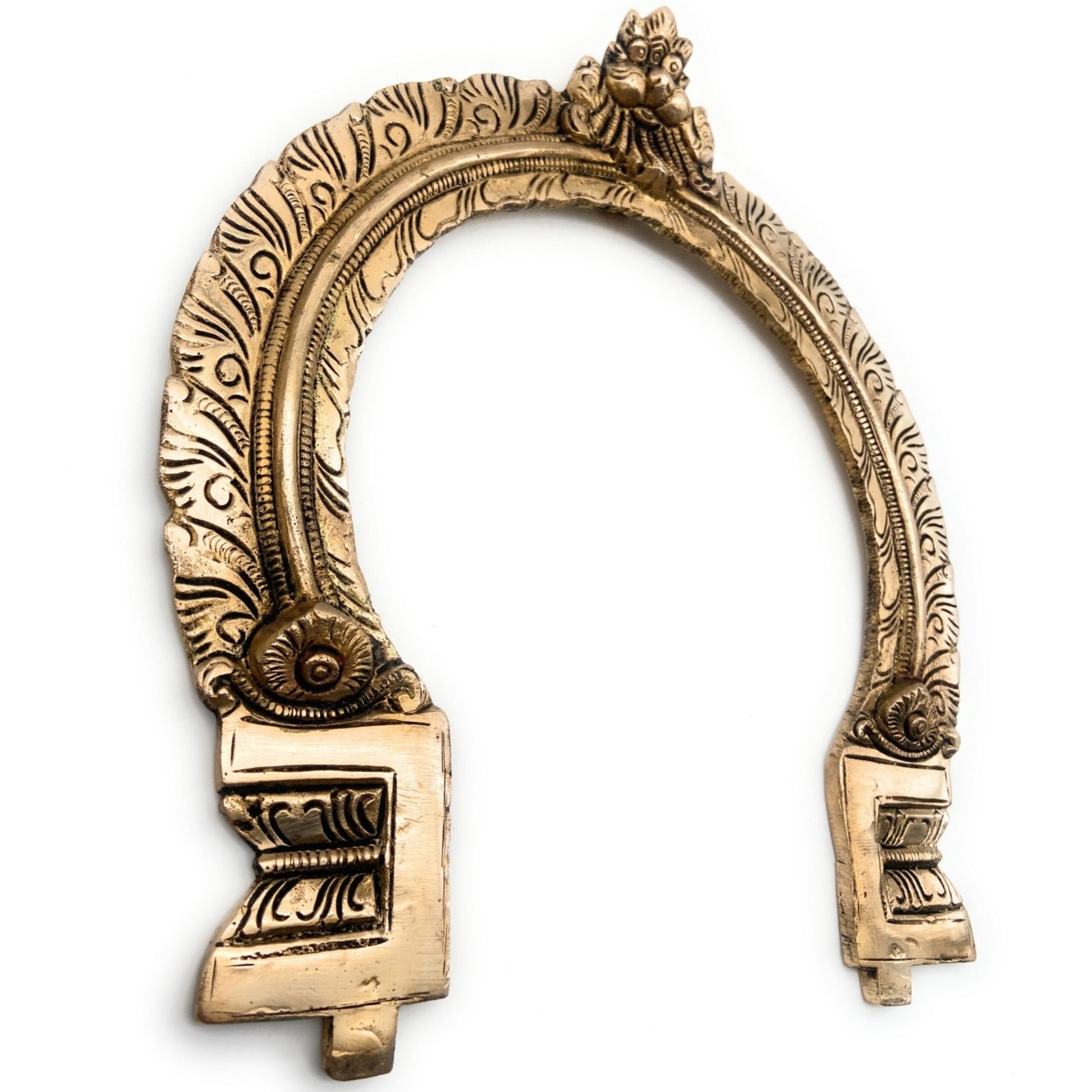 Bhunes Brass Traditional Prabhavali Arch Frame – Wall Hanging Prabhawali for Deity, Mandir & Home Temple Decor | Prabhaval with Kirtimukha Backplate for God Idol, Gold, 11 Inch, 1 Piece