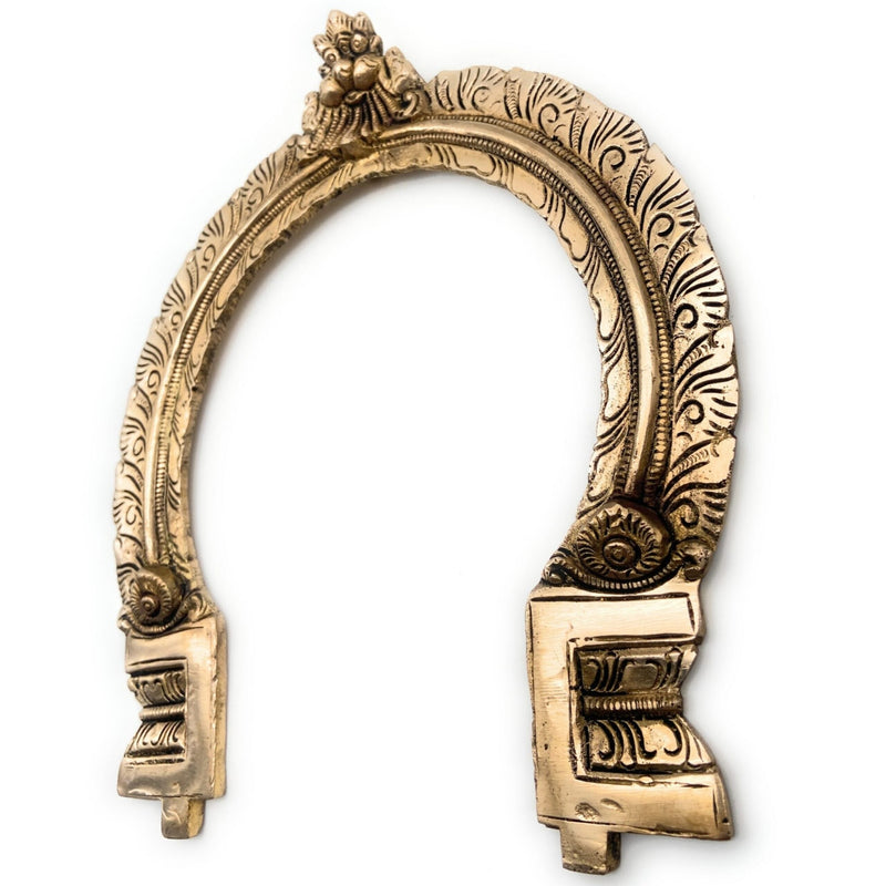 Bhunes Brass Traditional Prabhavali Arch Frame – Wall Hanging Prabhawali for Deity, Mandir & Home Temple Decor | Prabhaval with Kirtimukha Backplate for God Idol, Gold, 11 Inch, 1 Piece