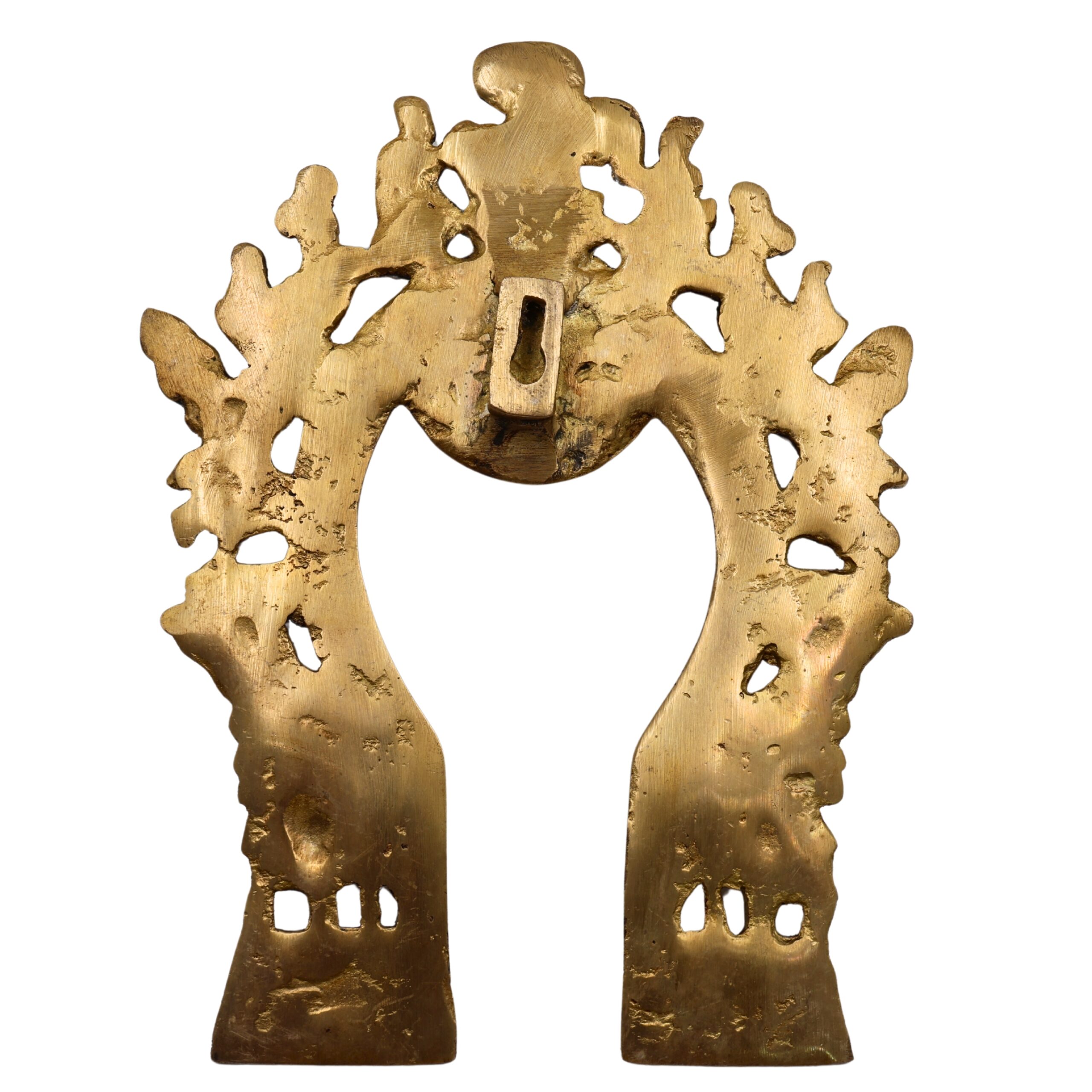 Bhunes Brass Prabhavali with Yali, Elephant & Deities – Traditional Arch Frame Wall Hanging for Home Temple | Prabhawali Prabhaval for Murti Backdrop Decor, Gold, 9 Inch, 1 Piece