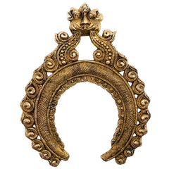 Bhunes Handcrafted Brass Prabhavali Frame Arch with Kirtimukha – Wall Hanging Prabhawal for Pooja Room, Temple Decor & Deity Backdrop, Gold, 9 Inch, 1 Piece