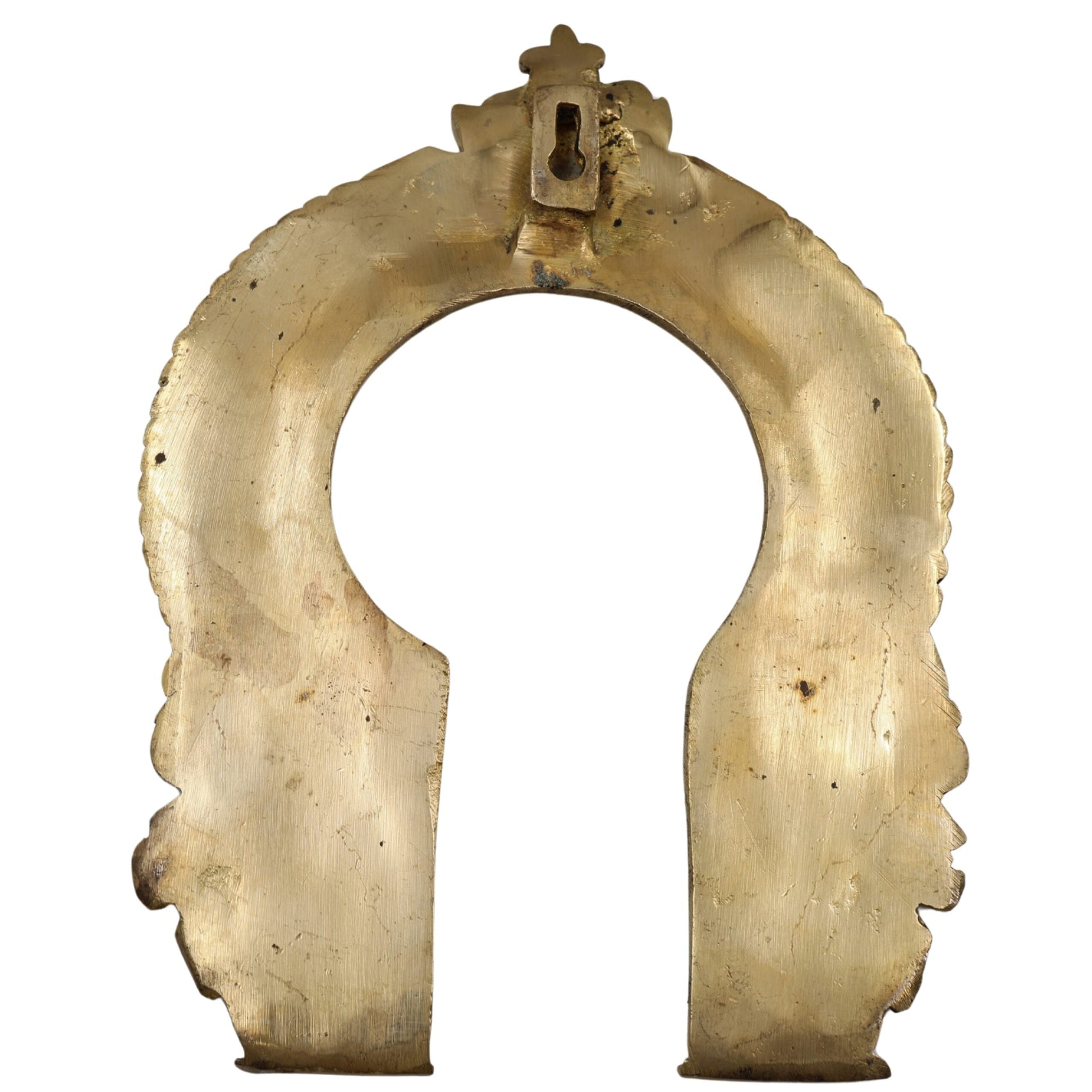 Bhunes Brass Hand-Carved Prabhavali Frame with Kirtimukha – Wall Hanging Arch for Pooja Room, Temple Decor, Prabhawal for Deity Idol Backdrop, Gold, 10 Inch, 1 Piece