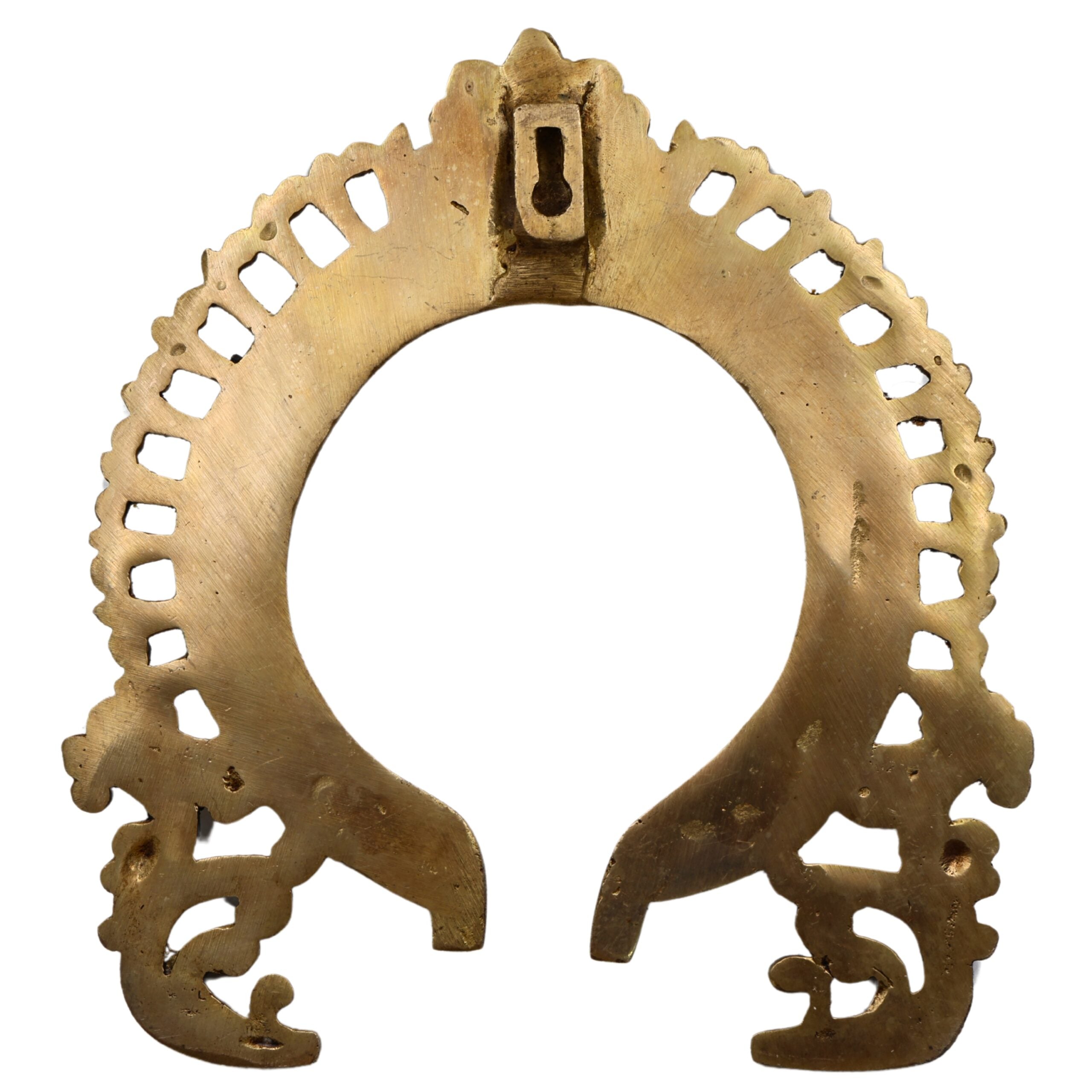 Bhunes Brass Hand-Carved Prabhavali Arch Frame with Kirtimukha – Wall Hanging for Pooja Room, Temple Backdrop, Murti Decor, Prabhawal for Home Mandir, Gold, 9 Inch, 1 Piece