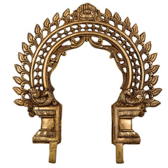 Bhunes Brass Handmade Prabhavali Arch Frame for Deity – Wall Hanging Prabhawali Prabhaval for Temple, Home Decor & Pooja Backdrop | 1.8 KG Traditional Brass Arch, Gold, 13 Inch, 1 Piece