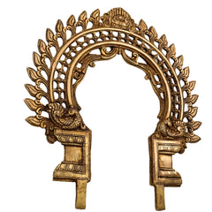 Bhunes Brass Handmade Prabhavali Arch Frame for Deity – Wall Hanging Prabhawali Prabhaval for Temple, Home Decor & Pooja Backdrop | 1.8 KG Traditional Brass Arch, Gold, 13 Inch, 1 Piece