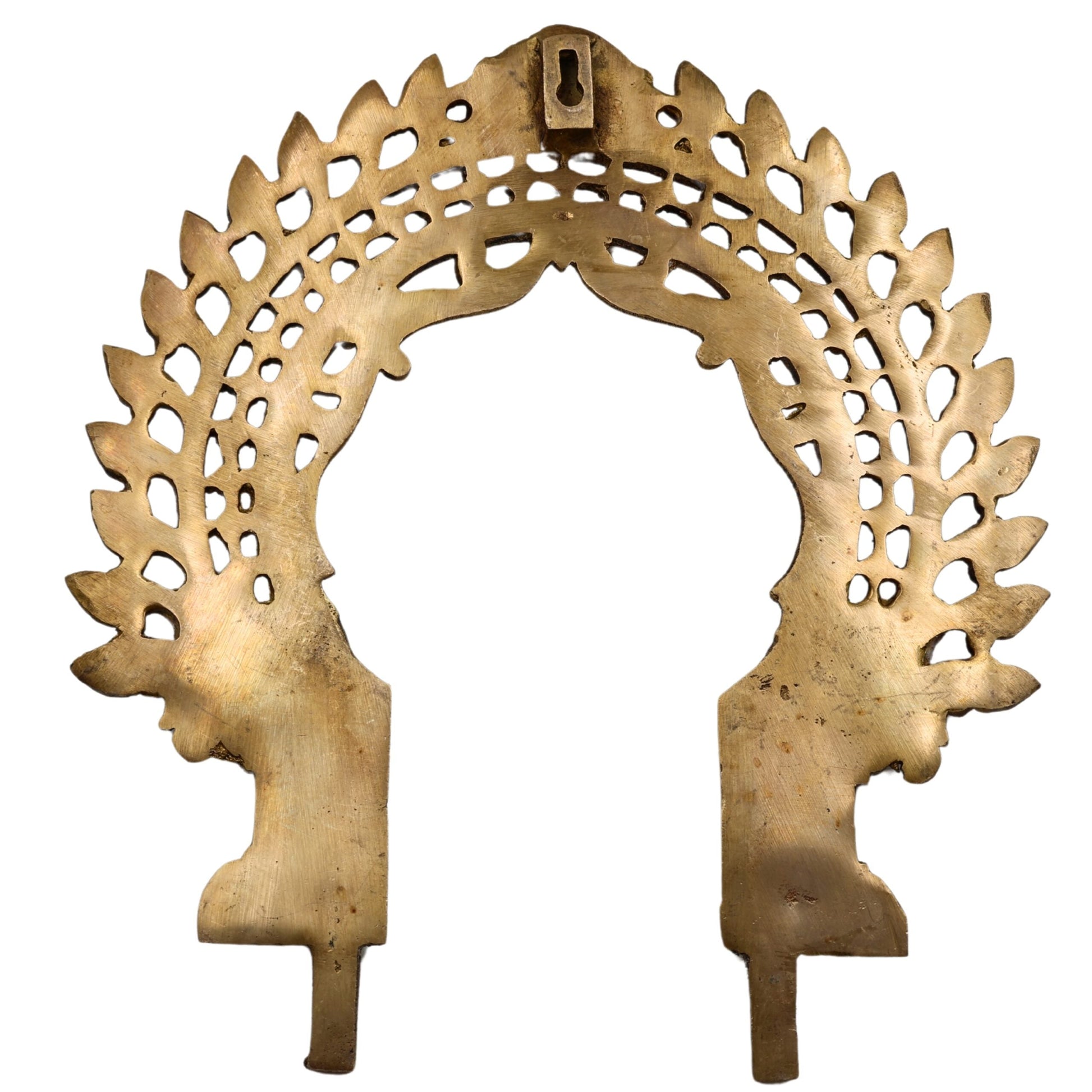 Bhunes Brass Handmade Prabhavali Arch Frame for Deity – Wall Hanging Prabhawali Prabhaval for Temple, Home Decor & Pooja Backdrop | 1.8 KG Traditional Brass Arch, Gold, 13 Inch, 1 Piece
