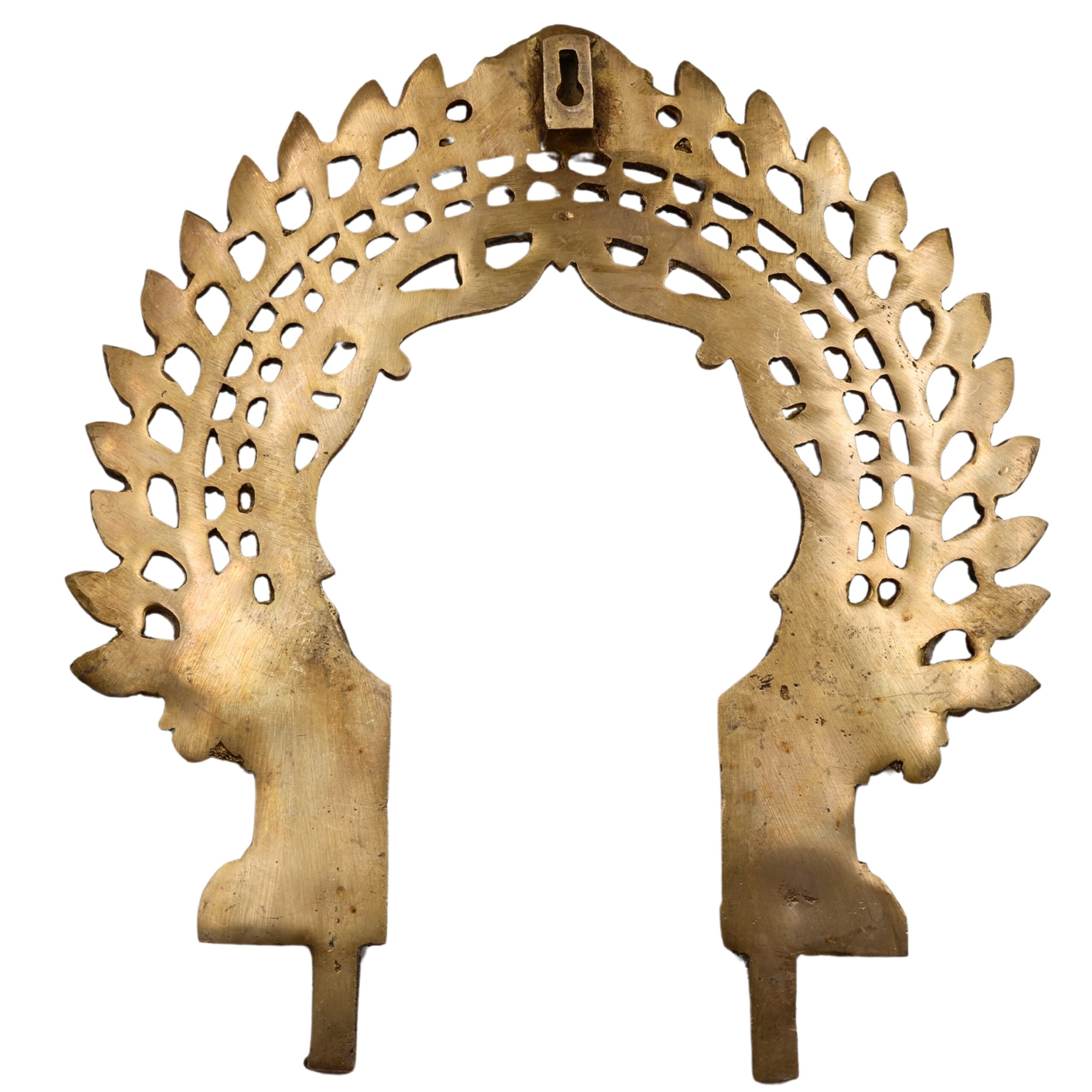 Bhunes Brass Handmade Prabhavali Arch Frame for Deity – Wall Hanging Prabhawali Prabhaval for Temple, Home Decor & Pooja Backdrop | 1.8 KG Traditional Brass Arch, Gold, 13 Inch, 1 Piece
