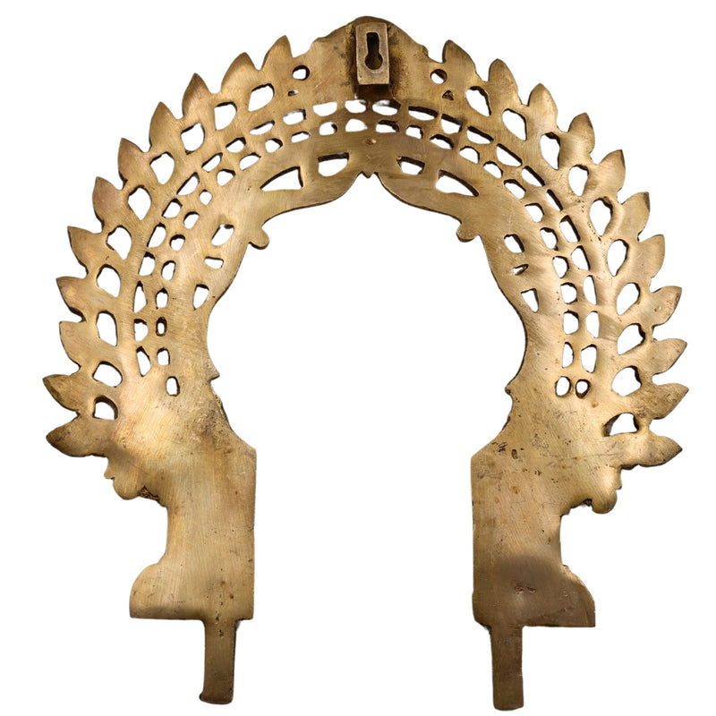 Bhunes Brass Handmade Prabhavali Arch Frame for Deity – Wall Hanging Prabhawali Prabhaval for Temple, Home Decor & Pooja Backdrop | 1.8 KG Traditional Brass Arch, Gold, 13 Inch, 1 Piece