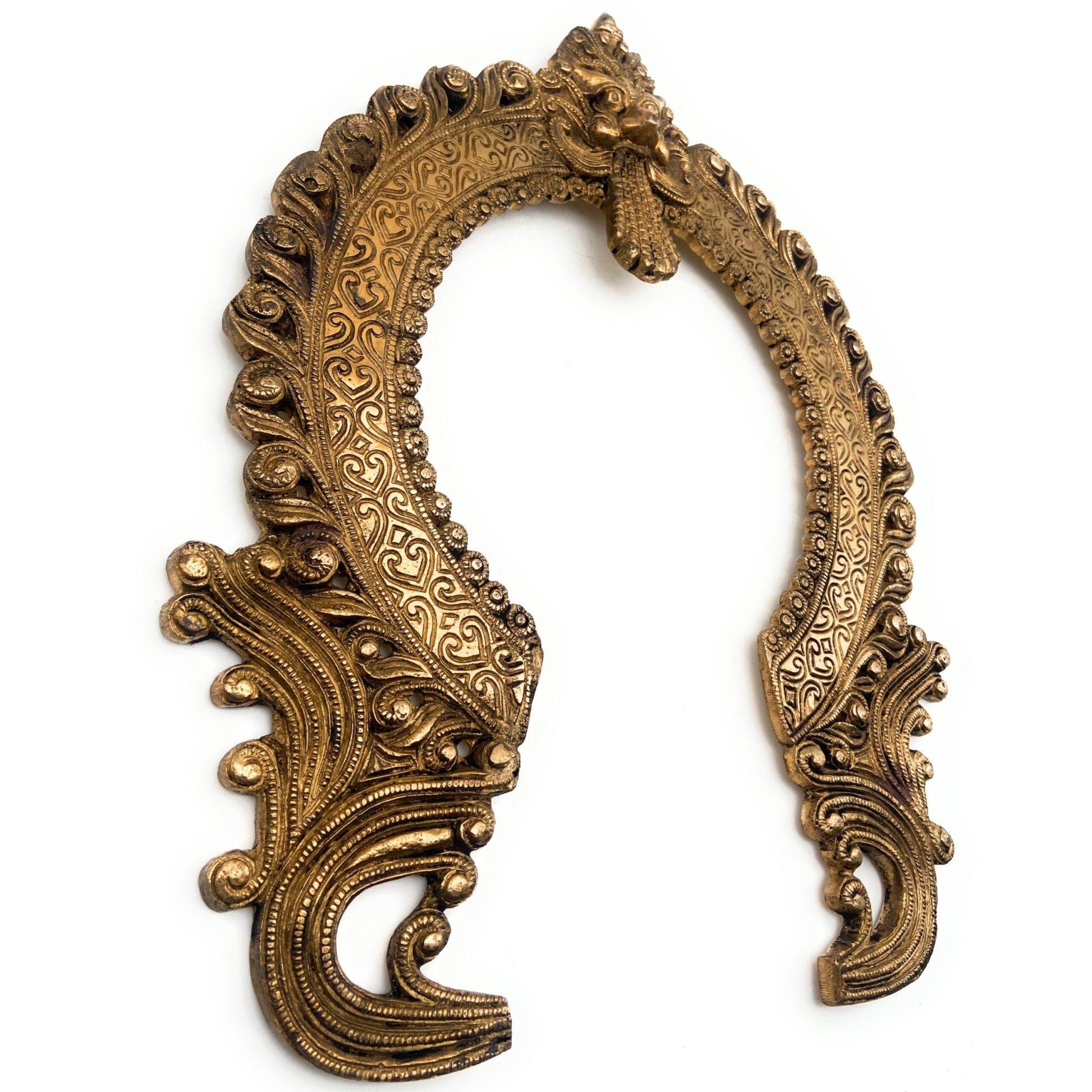 Bhunes Brass Handmade Prabhavali Arch Frame for Home Temple Decor – Wall Hanging Prabhawal Prabhawali Prabhaval for Deity | Traditional Kirtimukha Backdrop, Gold, 14.5 Inch, 1 Piece