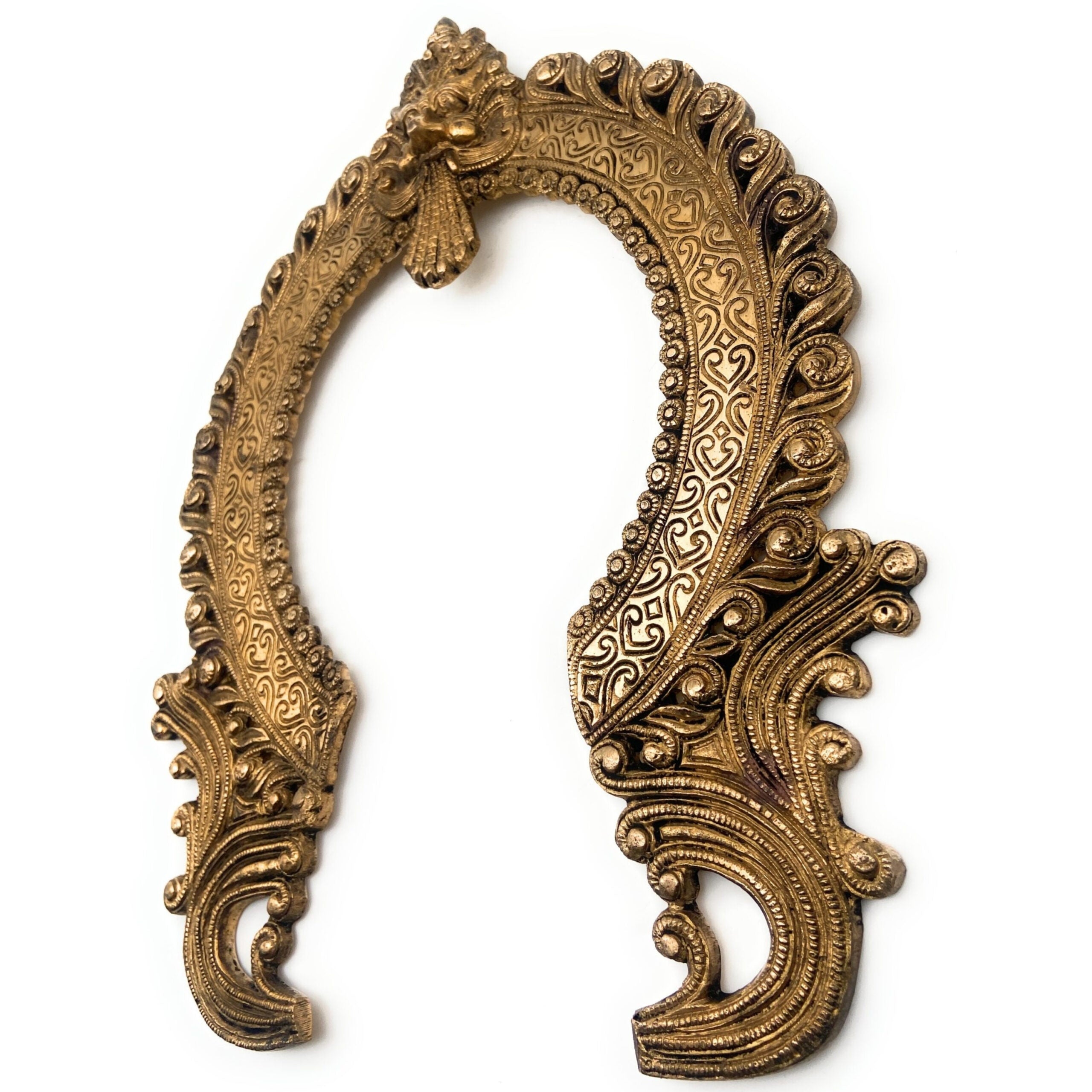 Bhunes Brass Handmade Prabhavali Arch Frame for Home Temple Decor – Wall Hanging Prabhawal Prabhawali Prabhaval for Deity | Traditional Kirtimukha Backdrop, Gold, 14.5 Inch, 1 Piece