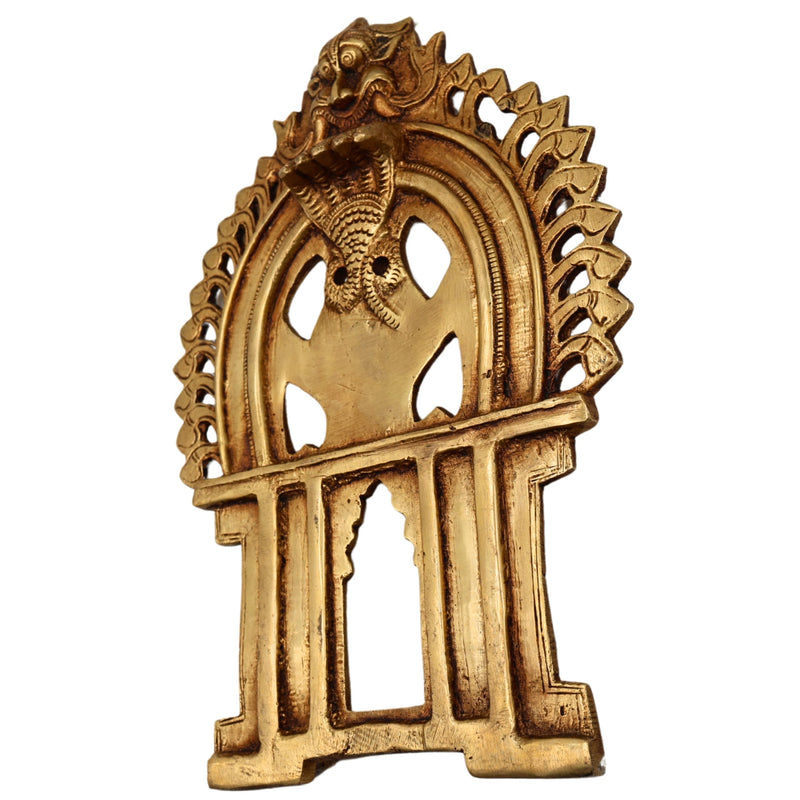 Bhunes Brass Prabhavali Arch Frame Wall Hanging – Prabhawali Prabhaval for Home Temple Decor | Traditional Kirtimukha Brass Backplate for God Idol, Gold, 9.5 Inch, 1 Piece