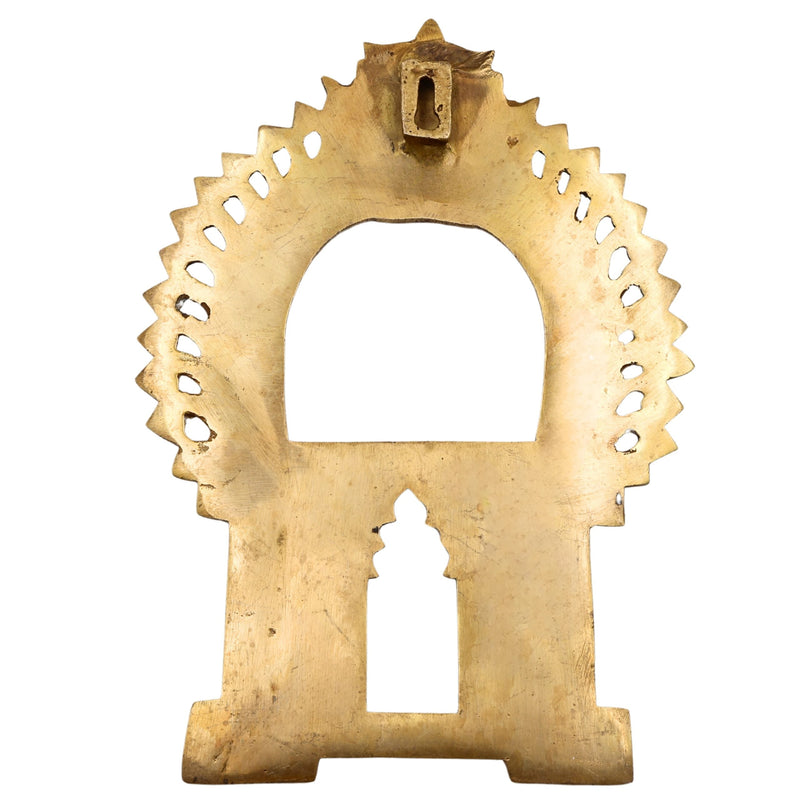 Brass Prabhavali Arch Frame for Deity, Wall Hanging Temple Decor | Traditional Prabhawali Prabhaval Kirtimukha for Mandir & Home Pooja, Gold, 9 Inch, 1 Piece