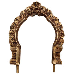 Bhunes Handmade Brass Prabhavali Frame for Home Temple, Pooja Room, Deity Idols - Antique Wall Hanging Arch for Spiritual & Indian Decor, Gold, 8 Inch, 1 Piece
